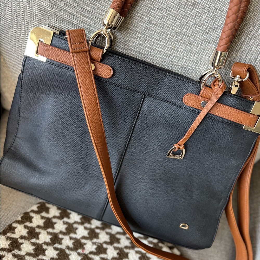 Elegant Black and Tan Tote Bag